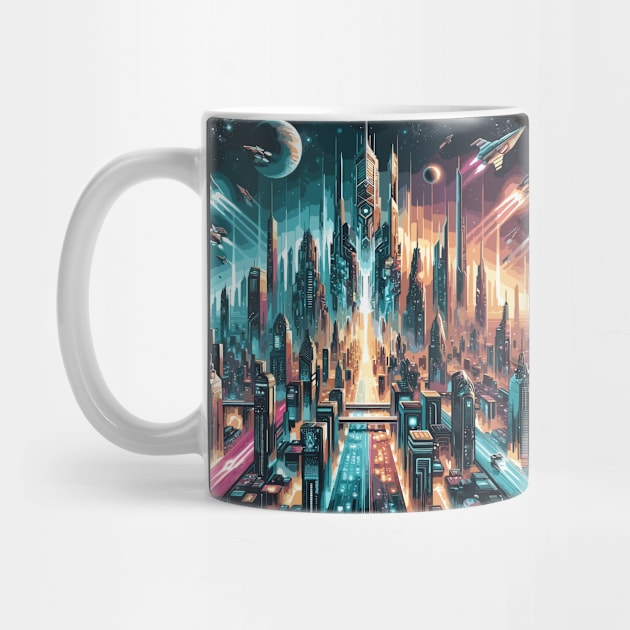 Neon Metropolis: Future City Dreamscape by Graphic Wonders Emporium